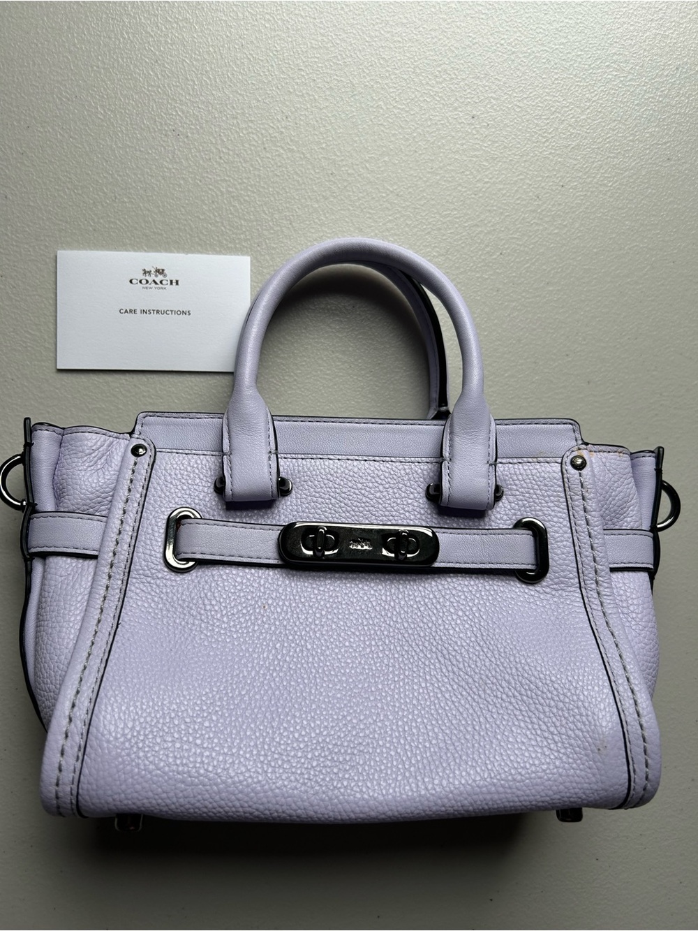 Coach x Ariana Grande Swagger 20 Lavender Leather Satchel Bag 37395 Rare